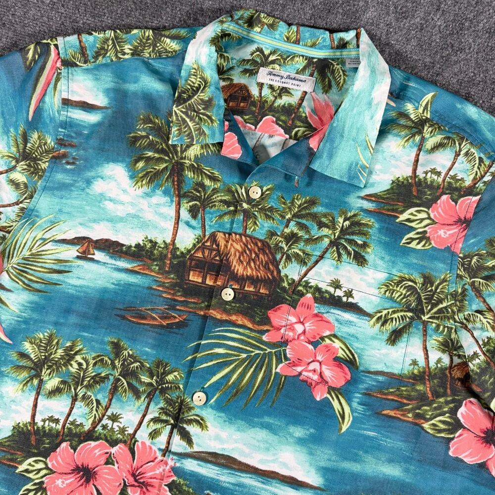 Tommy Bahama Coconut Point Salto Sea IslandZone SS Camp Shirt Size XL Hawaiian